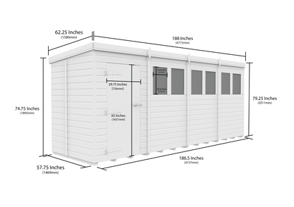 16 x 5 Security Pent Shed - view 3