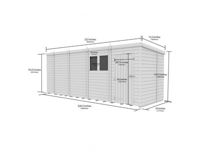 19 x 6 Pent Shed (Single Door, No Windows) - view 6
