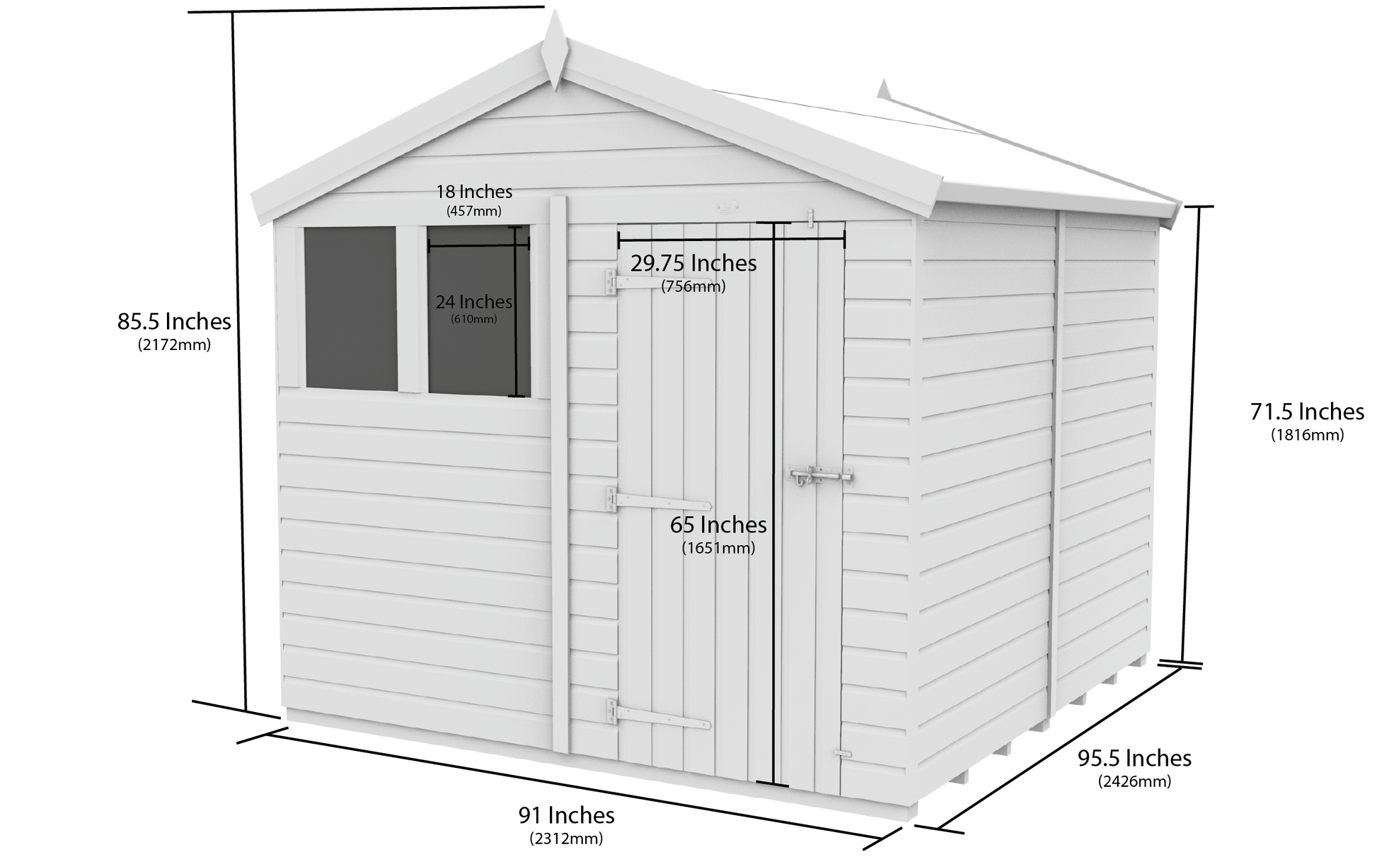 8 x 8 Apex Security Shed - view 6
