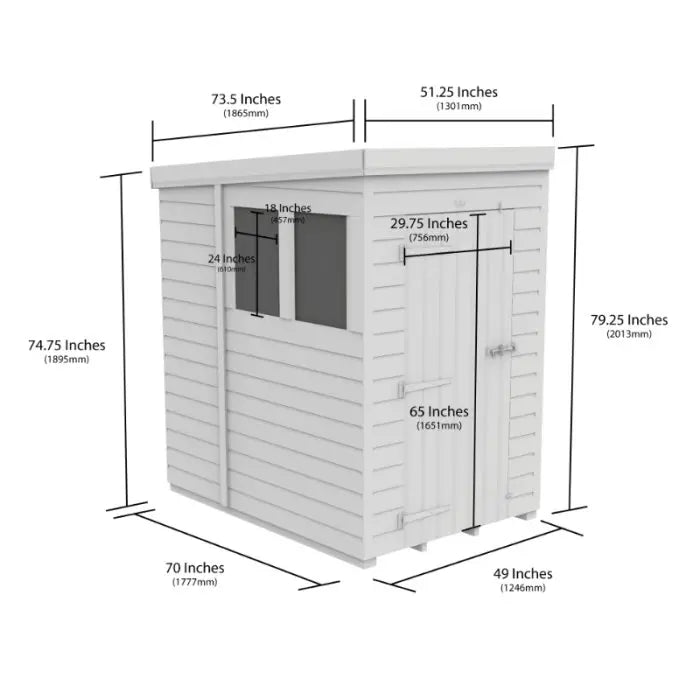 4 x 6 Pent Shed (Single Door, With Windows) - view 3