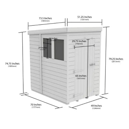4 x 6 Pent Shed (Single Door, With Windows) - view 3
