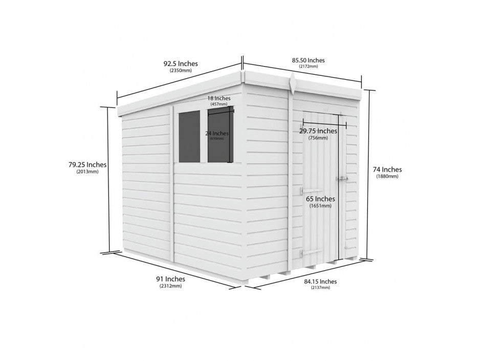 7 x 8 Pent Shed (Single Door, No Windows) - view 4