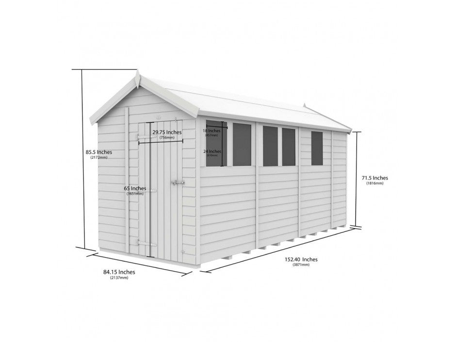 7 x 13 Apex Shed (Double Door, With Windows) - view 3