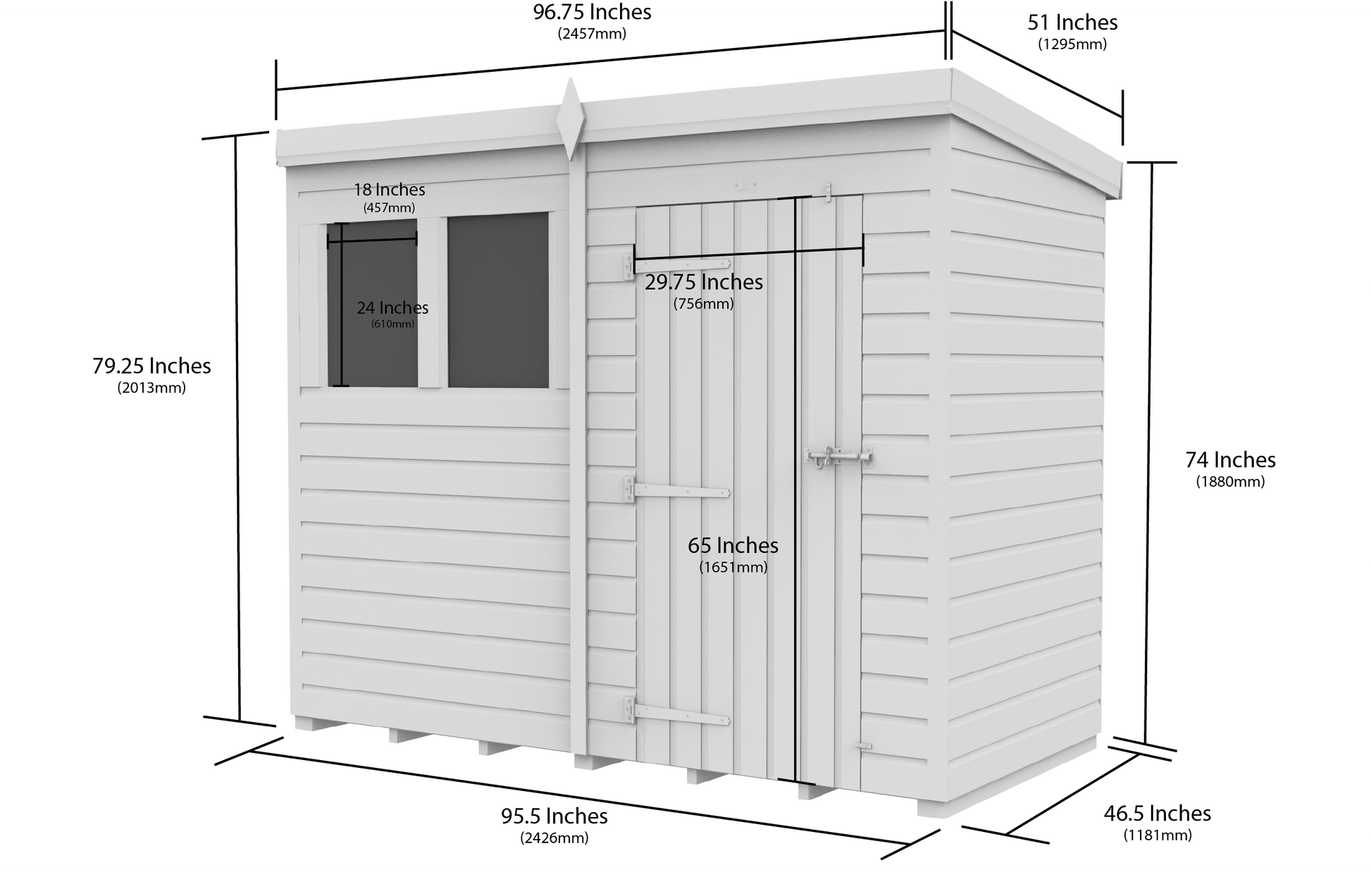 8 x 4 Security Pent Shed - view 3