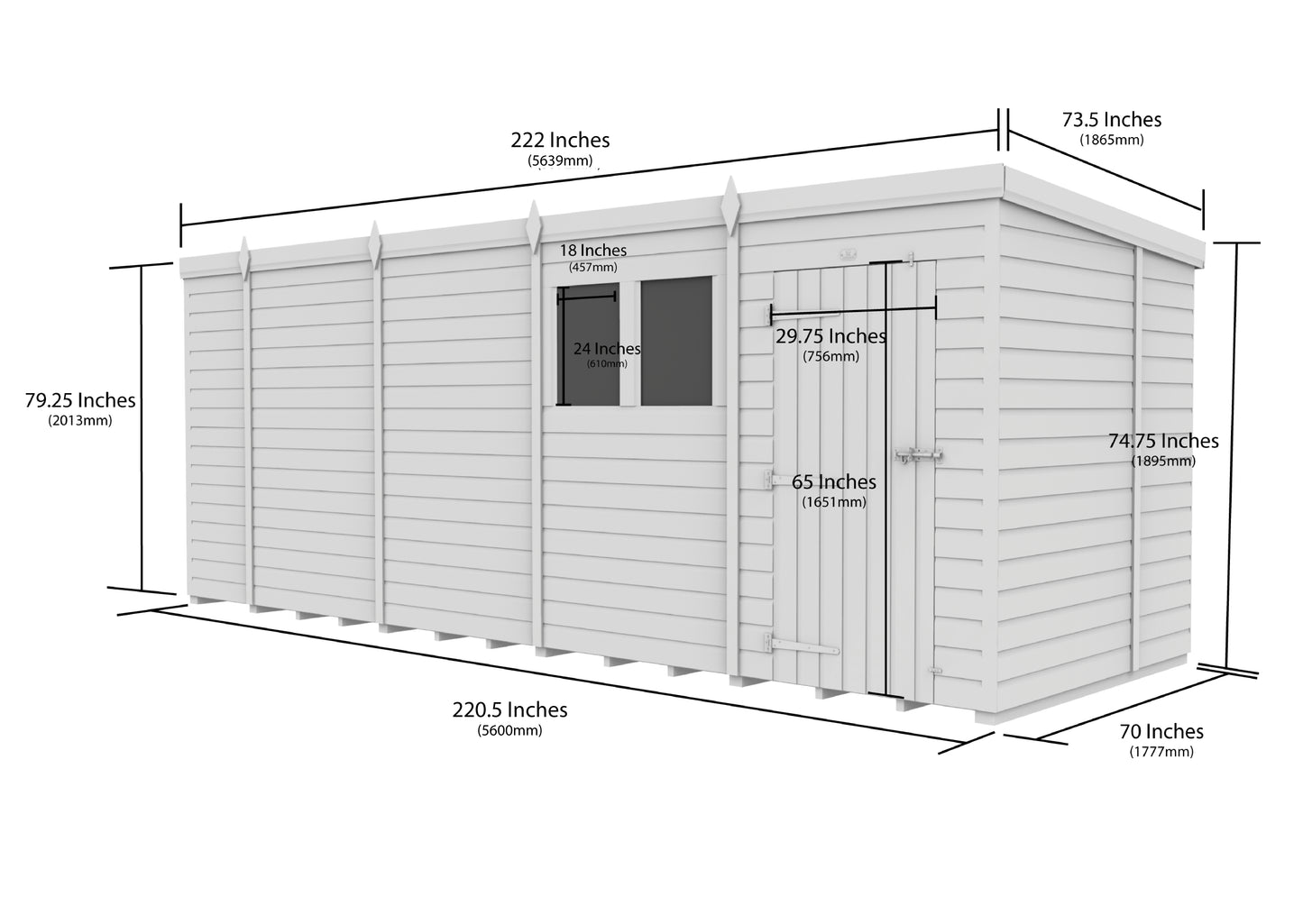 19 x 6  Security Pent Shed - view 2