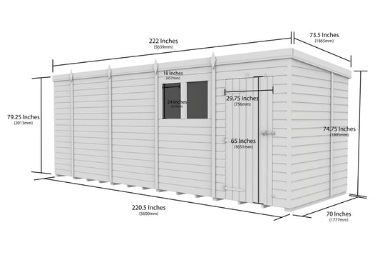 19 x 6  Security Pent Shed - view 2