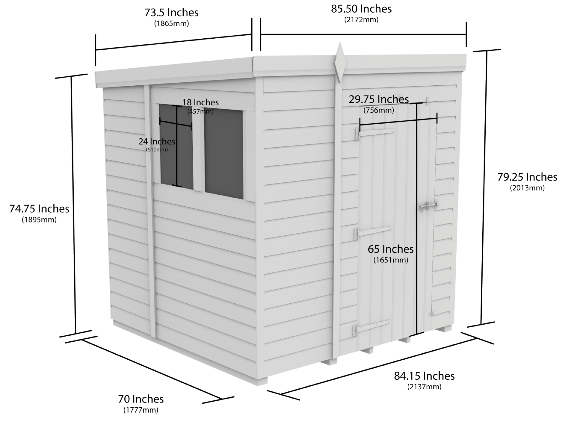 7 x 6  Security Pent Shed - view 3