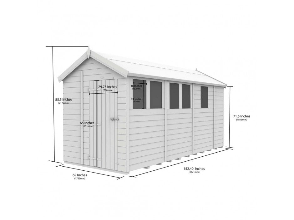 6 x 13 Apex Shed (Double Door, No Windows) - view 4