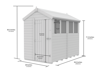 5 x 8 Apex Shed (Single Door, No Windows) - view 3