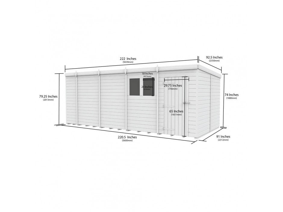 19 x 8 Pent Shed (Single Door, No Windows) - view 4