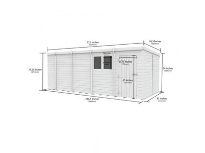 19 x 8 Pent Shed (Single Door, No Windows) - view 4