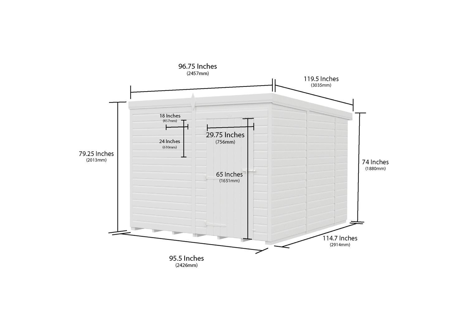 8 x 10 Pent Shed (Single Door, No Windows) - view 5