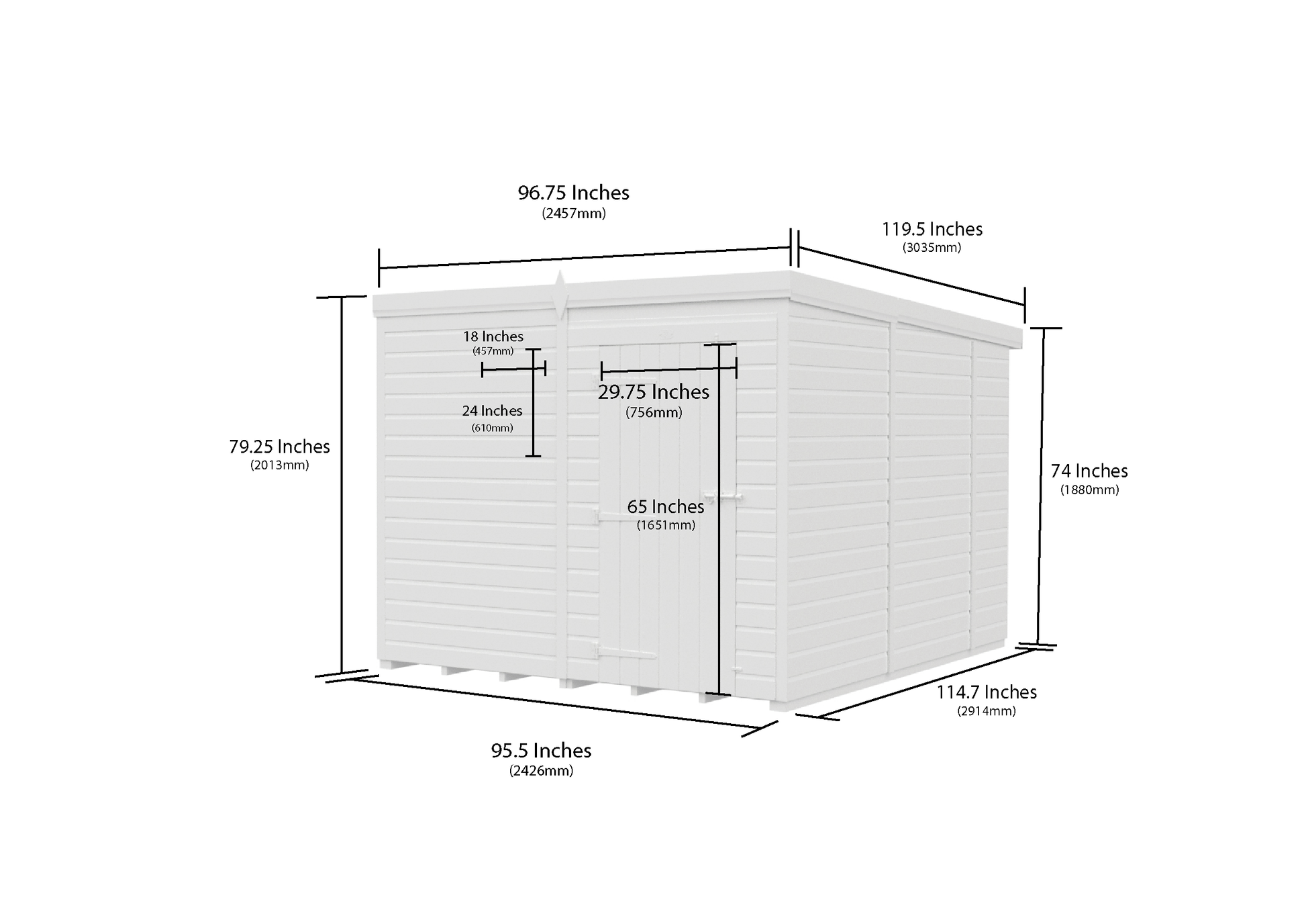 8 x 10 Pent Shed (Single Door, No Windows) - view 5