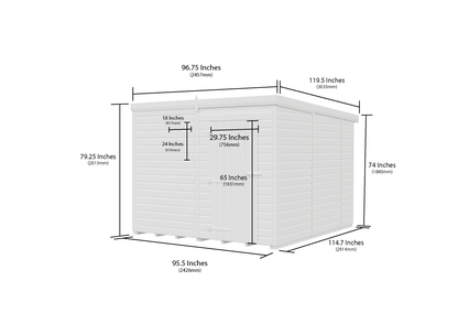 8 x 10 Pent Shed (Single Door, No Windows) - view 5