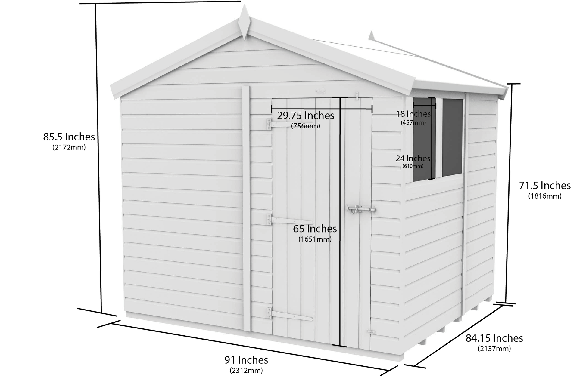 8 x 7 Apex Security Shed - view 6