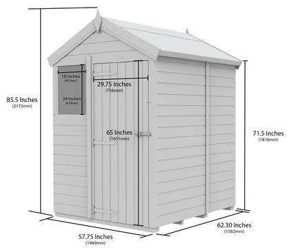 5 x 5 Apex Shed (Single Door, No Windows) - view 3