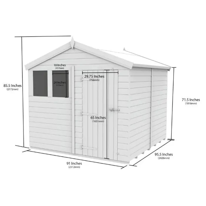 8 x 8 Apex Shed (Double Door, With Windows) - view 3