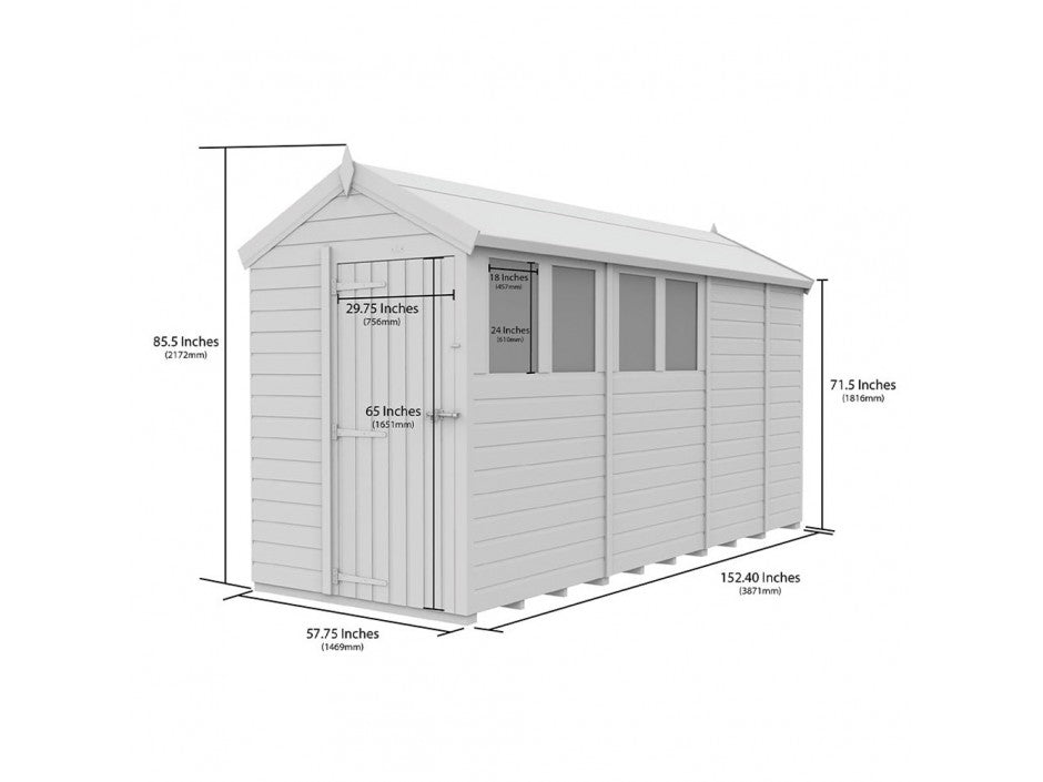 5 x 13 Apex Shed (Single Door, No Windows) - view 3
