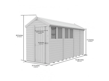 5 x 13 Apex Shed (Single Door, No Windows) - view 3
