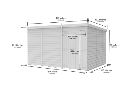 11 x 9 Pent Shed (Double Door, No Windows) - view 6