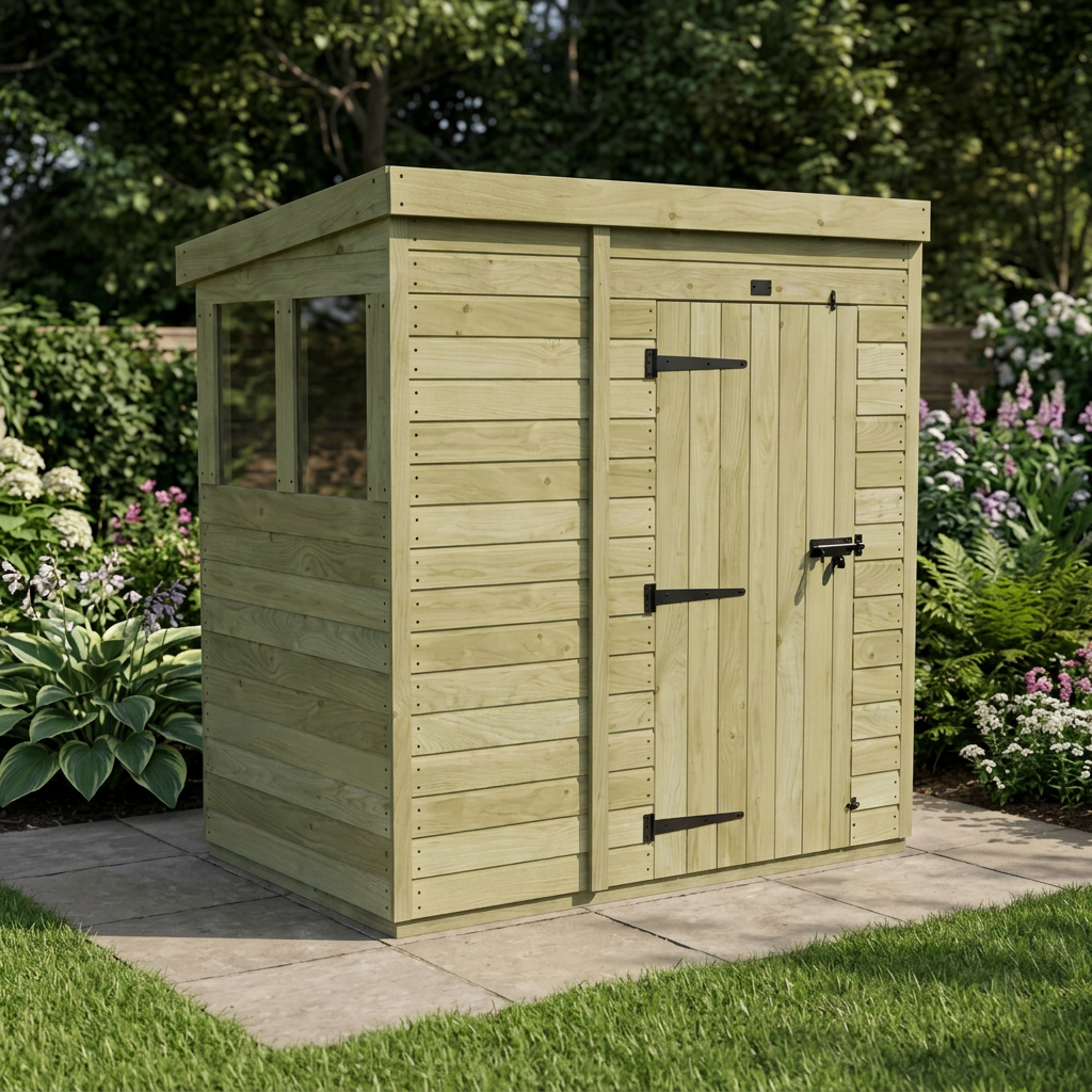 6 x 4 Pent Shed (Single Door, With Windows) - view 5