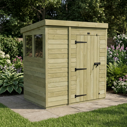 6 x 4 Pent Shed (Single Door, With Windows) - view 5