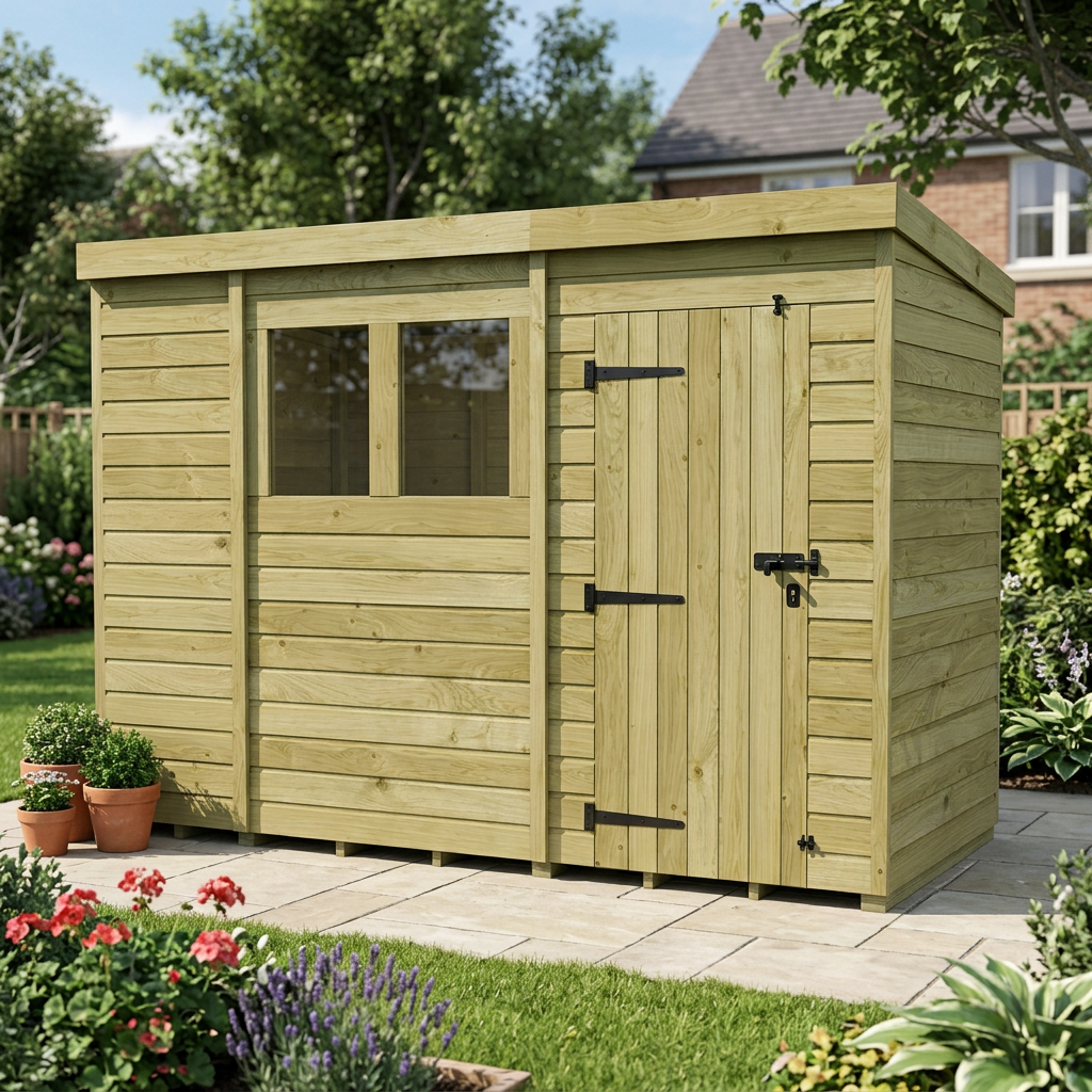 10 x 4 Pent Shed (Single Door, With Windows) - view 5