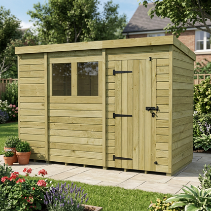 10 x 4 Pent Shed (Single Door, With Windows) - view 5