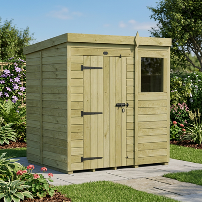 6 x 5 Pent Shed (Single Door, With Windows) - view 5