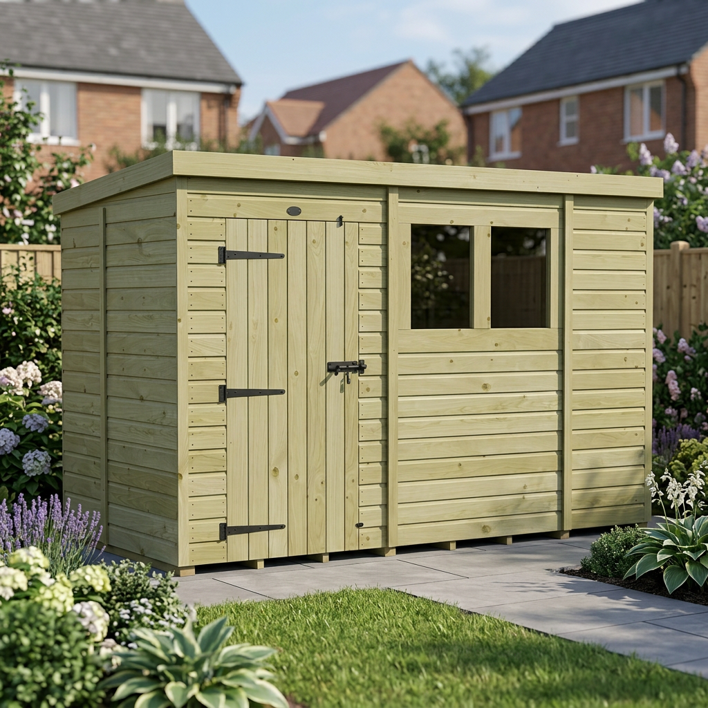 10 x 5 Pent Shed (Single Door, With Windows) - view 6