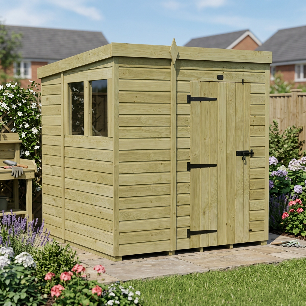 6 x 6 Pent Shed (Single Door, With Windows) - view 6