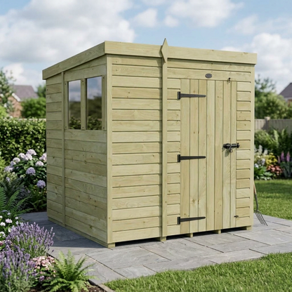 7 x 6 Pent Shed (Single Door, With Windows) - view 3