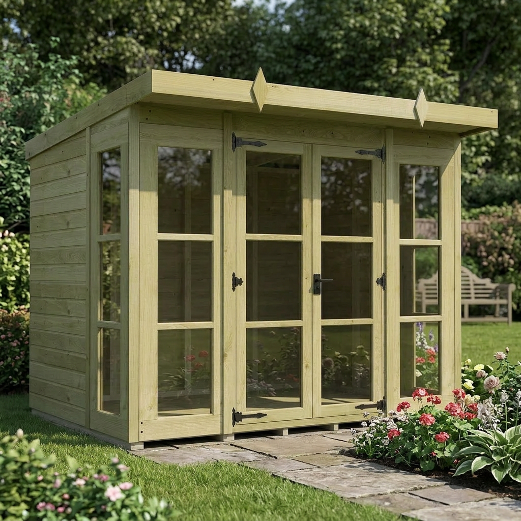 8 x 6 Georgian Window Pent Summer House - view 3