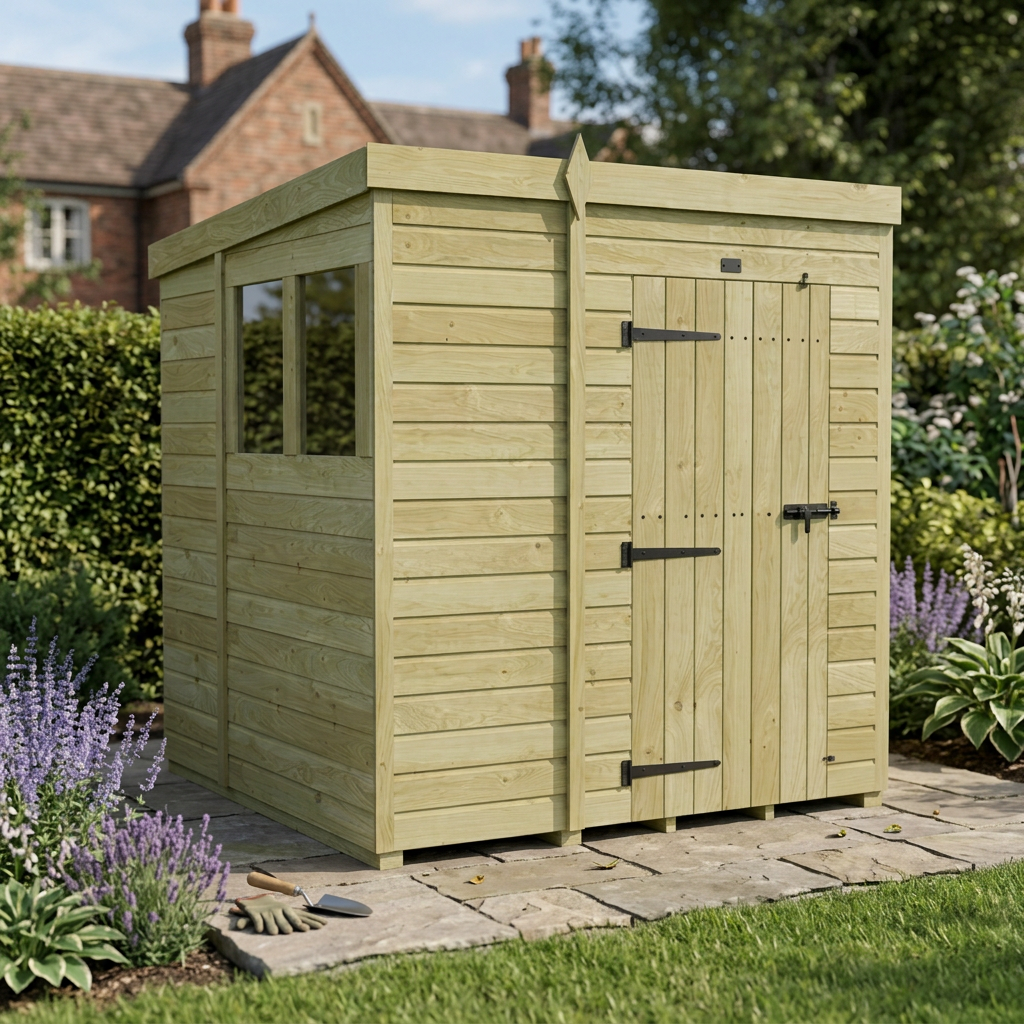 6 x 7 Pent Shed (Single Door, With Windows) - view 5