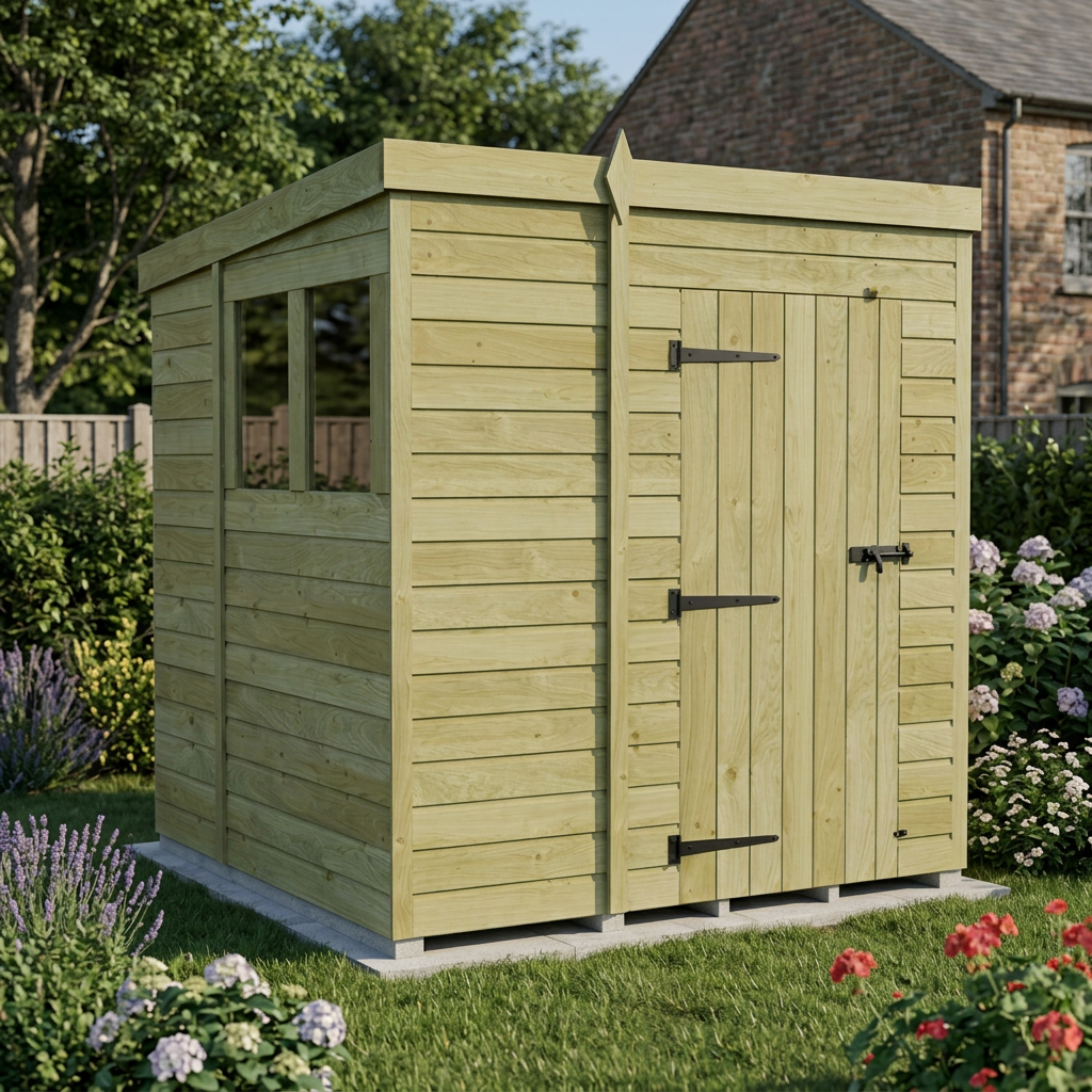 7 x 7 Pent Shed (Single Door, With Windows) - view 5