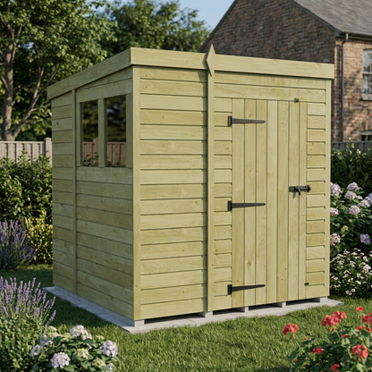 7 x 7 Pent Shed (Single Door, With Windows) - view 5