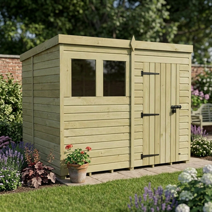 6 x 8 Pent Shed (Single Door, With Windows) - view 6