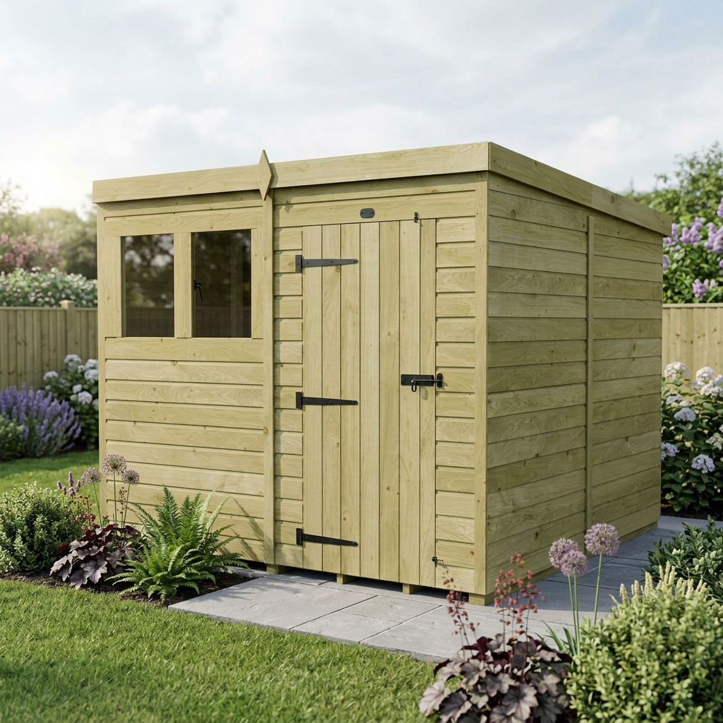 8 x 8 Pent Shed (Single Door, With Windows) - view 5