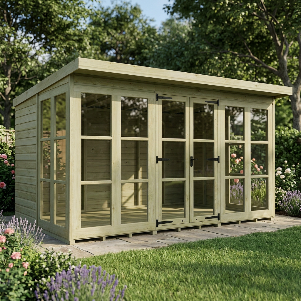 12 x 8 Georgian Window Pent Summer House - view 3