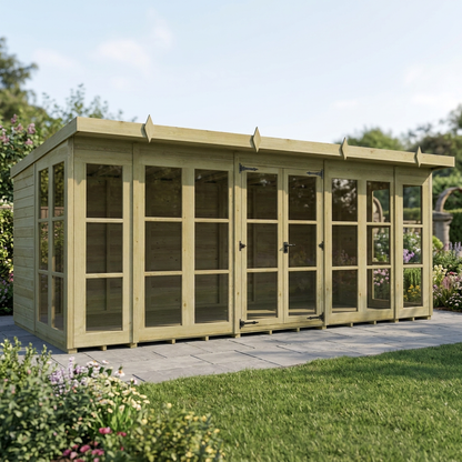 16 x 8 Georgian Window Pent Summer House - view 3