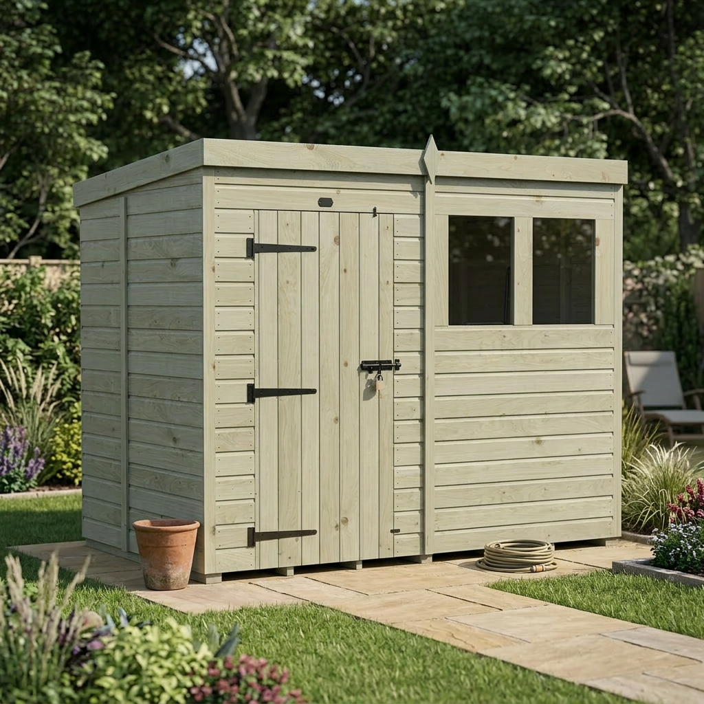 8 x 5 Pent Shed (Single Door, With Windows) - view 5