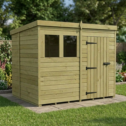 8 x 6 Pent Shed (Single Door, With Windows) - view 6