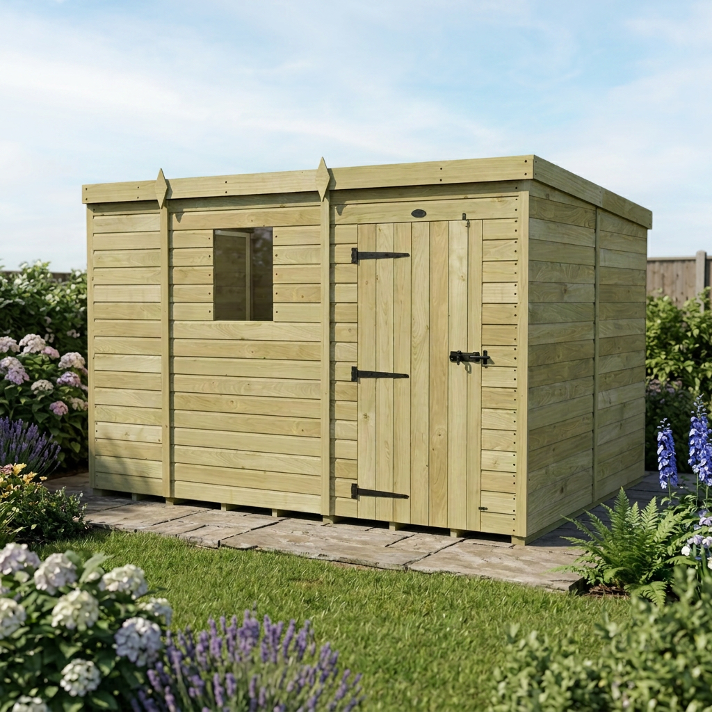 9 x 8 Pent Shed (Single Door, With Windows) - view 5