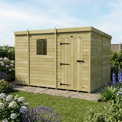 9 x 8 Pent Shed (Single Door, With Windows) - view 5