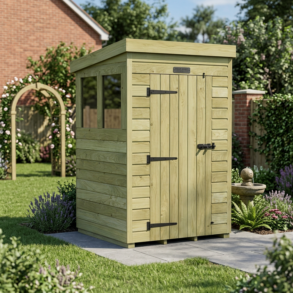 4 x 4 Pent Shed (Single Door, With Windows) - view 3