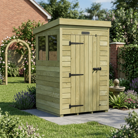 4 x 4 Pent Shed (Single Door, With Windows) - view 3