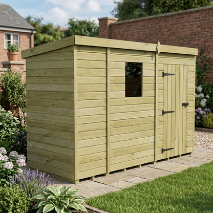 9 x 4 Pent Shed (Single Door, With Windows) - view 5