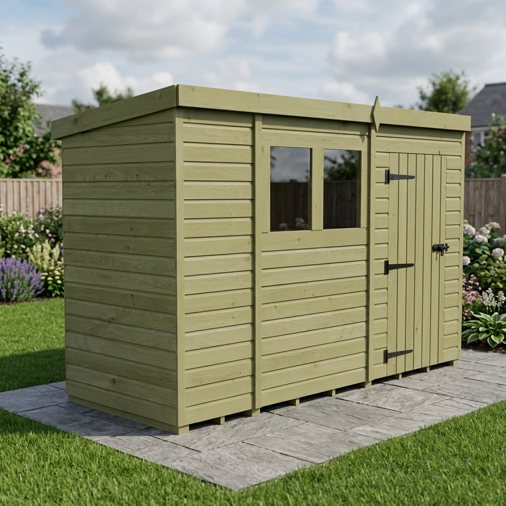 11 x 4 Pent Shed (Single Door, With Windows) - view 5
