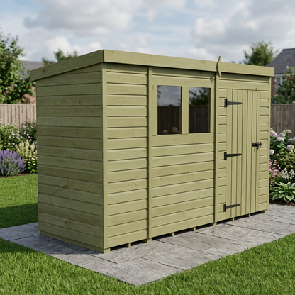 11 x 4 Pent Shed (Single Door, With Windows) - view 5