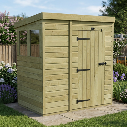 5 x 4 Pent Shed (Single Door, With Windows) - view 6